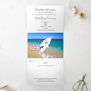 Destination Wedding Rhodes Greece Ticket Tri-Fold Invitation
