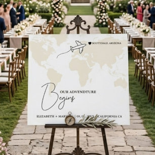 Destination wedding Road map welcome sign Travel