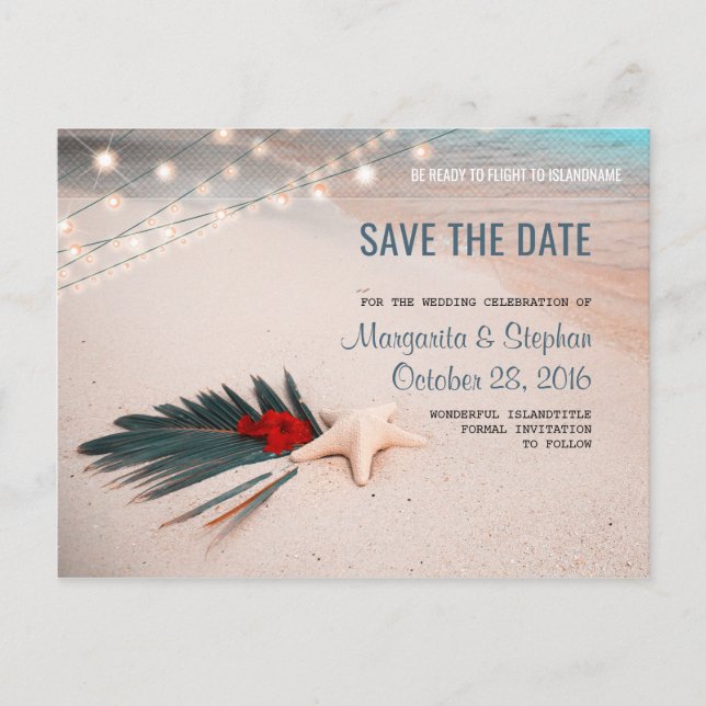 Destination Wedding Save the Date Ticket Announcement Postcard (Front)