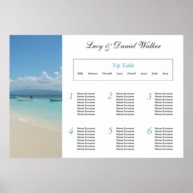 Destination Wedding Seating Table Plan Poster (Front)
