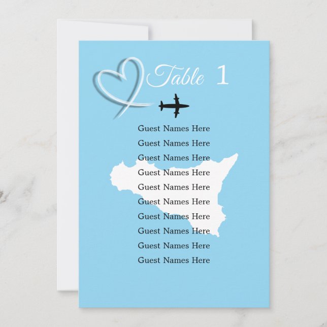 Destination Wedding Sicily Map Table Plan Card (Front)