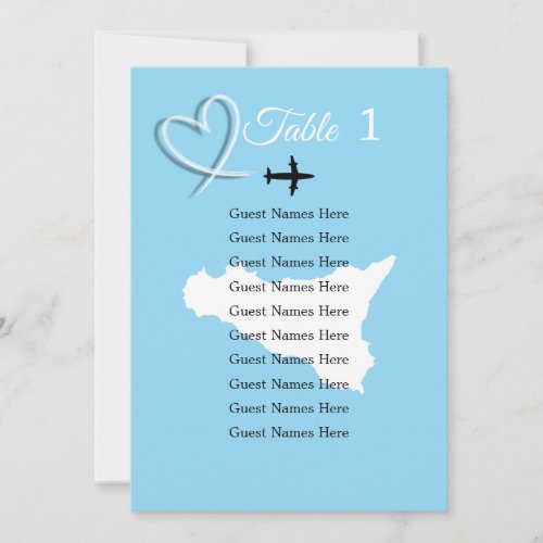 Destination Wedding Sicily Map Table Plan Card