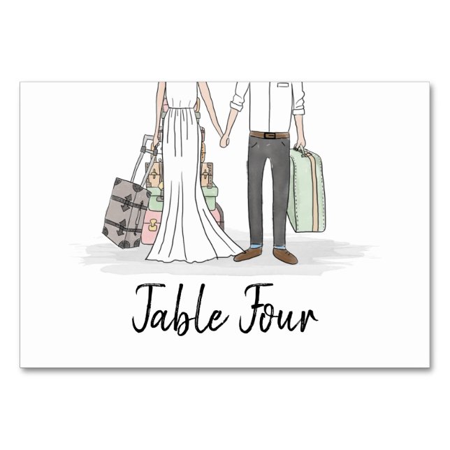 Destination Wedding Suitcases Table Card (Front)