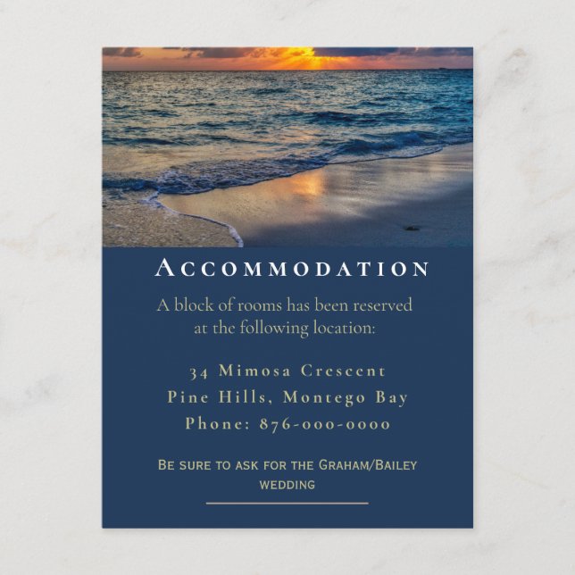 Destination Wedding Sunny Skies  Accommodation Enclosure Card (Front)