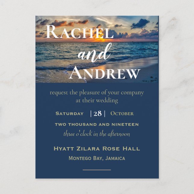 Destination Wedding Sunny Skies Wedding Invitation Postcard (Front)