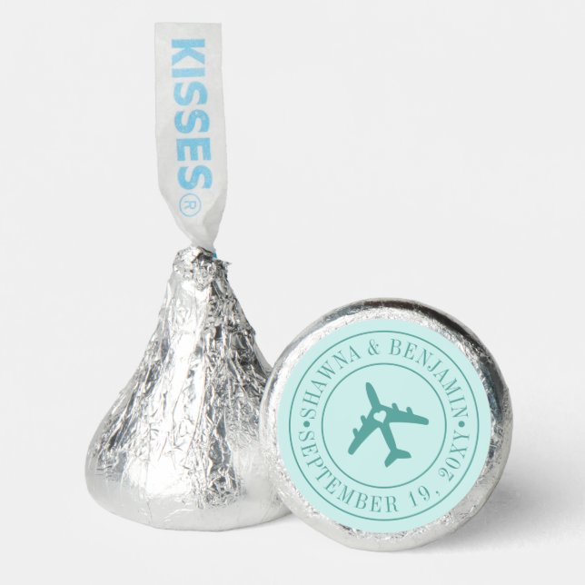 Destination Wedding Teal Travel Theme Airplane Hershey®'s Kisses® (Front)