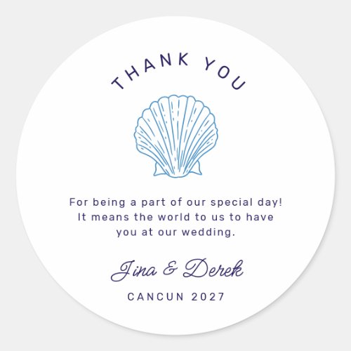 Destination Wedding Thank You Favor Box Classic Round Sticker