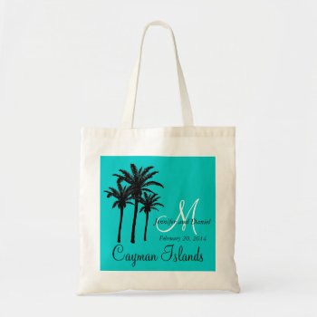 Destination Wedding Tote Bags Palm Trees Aqua by MonogramGalleryGifts at Zazzle