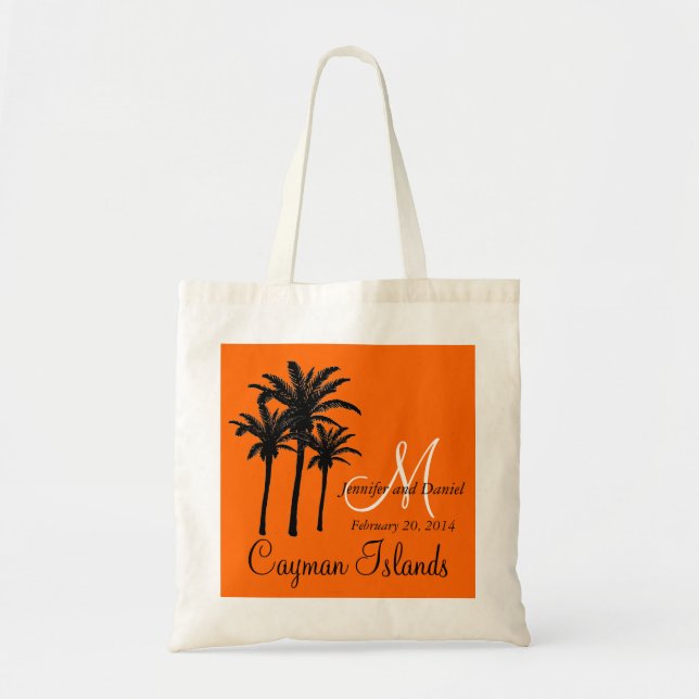 Destination Wedding Tote Bags Palm Trees Orange (Front)