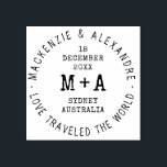 Destination Wedding Travel Theme Custom Passport Rubber Stamp<br><div class="desc">Personalized custom wedding passport stamp with your initials,  wedding date and location,  and your own romantic or travel theme wording. So cute for destination wedding invitation envelopes and DIY wedding day-of stationery like programs,  napkins,  and signs.</div>
