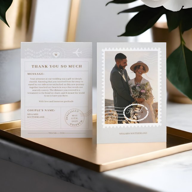 Destination Wedding Travel Theme Photo Thank You