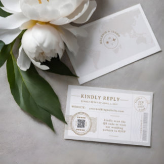Destination Wedding Travel Theme QR Code RSVP Enclosure Card