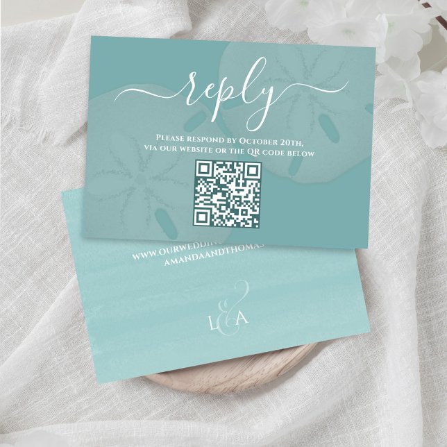 Destination Wedding Turquoise Blue Reply Enclosure Card (Turquoise blue wedding reply card template.)