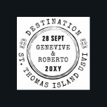 Destination Wedding Vintage Passport Airmail Style Rubber Stamp<br><div class="desc">Vintage Passport or Airmail Stamp You Can Personalize for a Destination or Travel Theme Wedding. This custom rubber stamp features a rustic antique border and swirly accent details along with your wedding location, date, and your names - or enter any unique wording you want to create your own stamp to...</div>