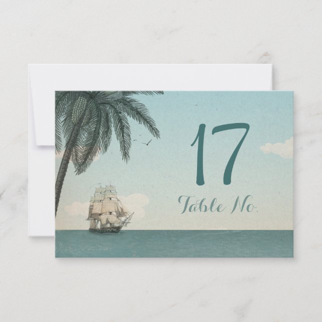 Destination Wedding Vintage Table Number Card (Front)