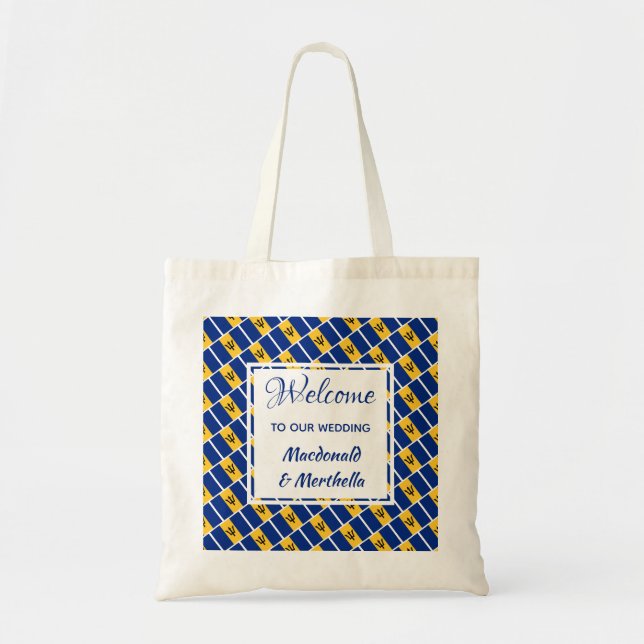 Destination Wedding Welcome BARBADOS Custom Tote Bag (Front)