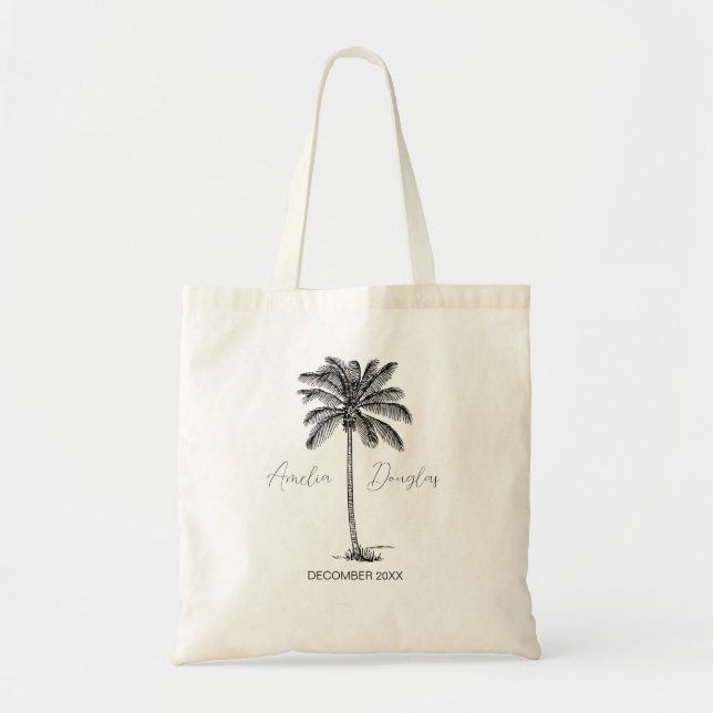 Destination Wedding Welcome Favors Palm Tree Gifts Tote Bag (Front)