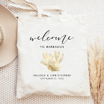 Destination Wedding Welcome Gold Sea Coral Tote Bag<br><div class="desc">This destination wedding hotel or favor bag features a vintage illustration of a lobster in gold faux foil,  under the word "welcome" in elegant black handwriting script. Personalize it with your wedding location,  the names of the bride and groom,  and the wedding date.</div>