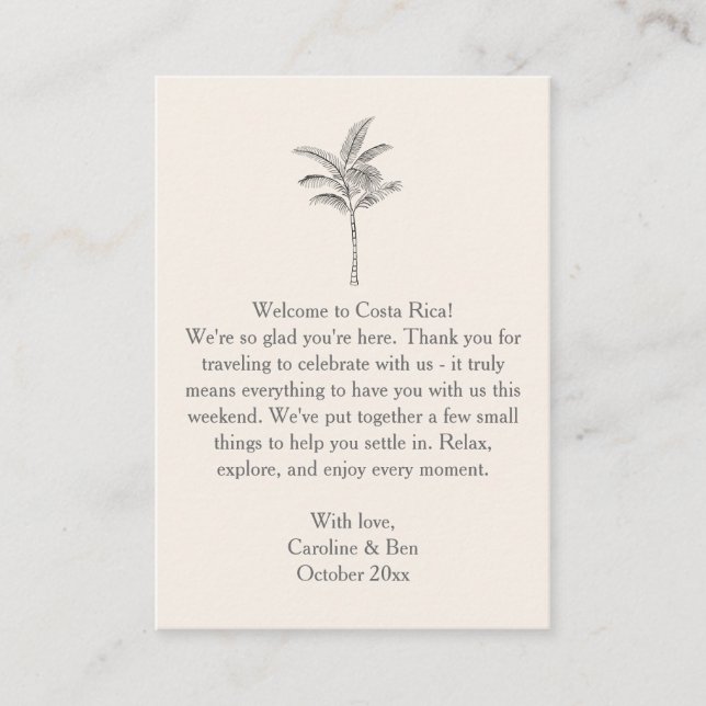 Destination Wedding Welcome Note Palm Tree Enclosure Card (Front)