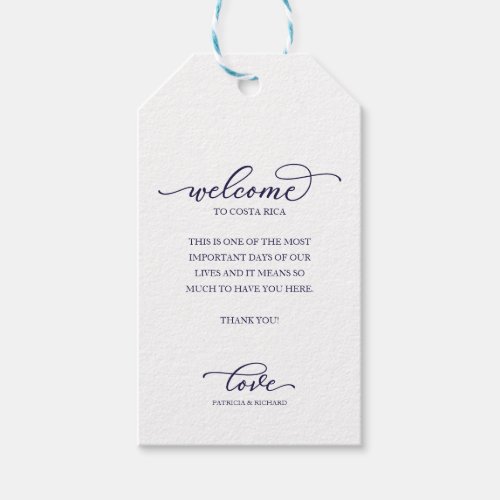 Destination Wedding Welcome Thank You Chic Script  Gift Tags