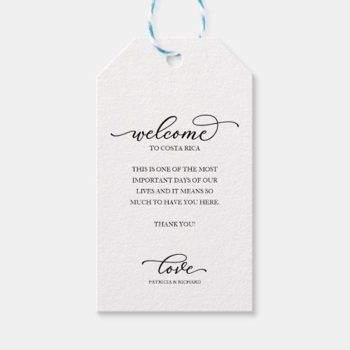 Destination Wedding Welcome Thank You Chic Script Gift Tags