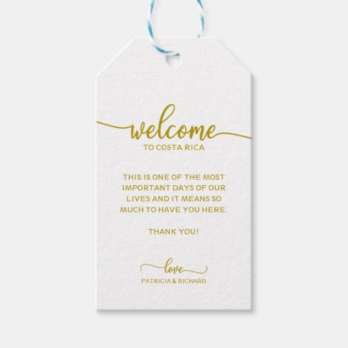 Destination Wedding Welcome Thank You Gold Gift Tags