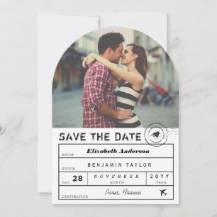 Destination Wedding White Black Luggage Tag Photo Save The Date