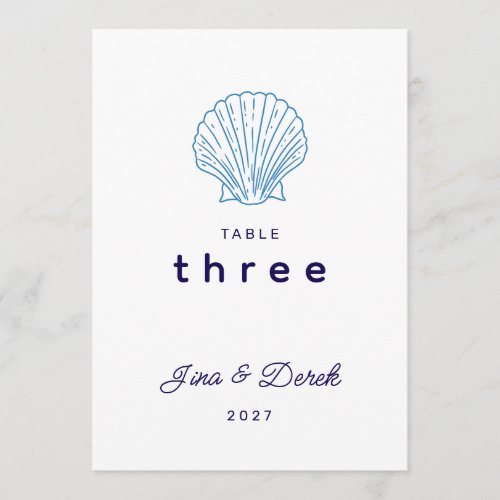 Destination Wedding White Blue Table Card