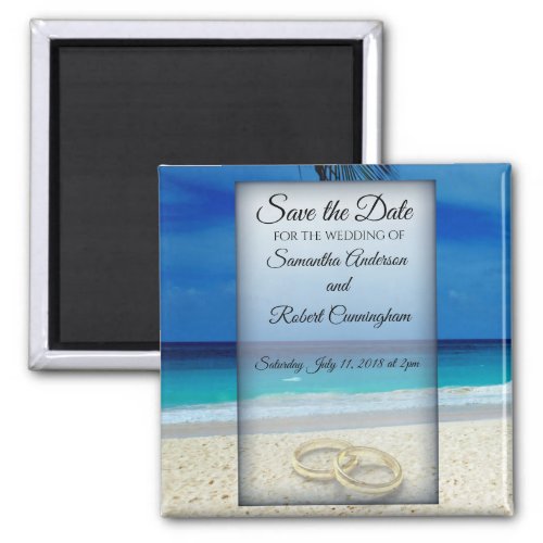 Destination Wedding with Rings Save The Date _ Magnet