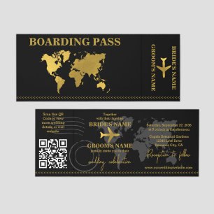 Destination Wedding World Boarding Pass Invitation Raffle Tickets