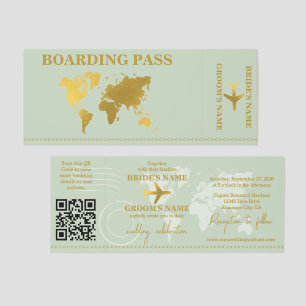 Destination Wedding World Boarding Pass Invitation Raffle Tickets