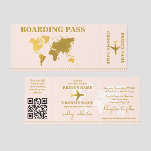 Destination Wedding World Boarding Pass Invitation Raffle Tickets