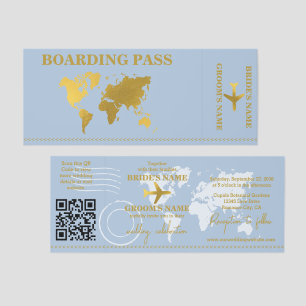 Destination Wedding World Boarding Pass Invitation Raffle Tickets