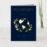 Destination Wedding World Globe Passport Modern Fo Foil Greeting Card