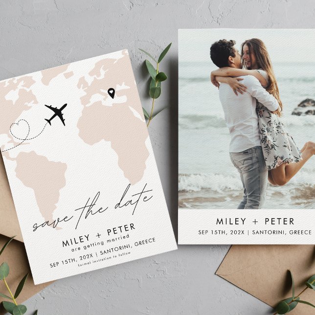 Destination Wedding World Map Photo Save The Date (Creator Uploaded)