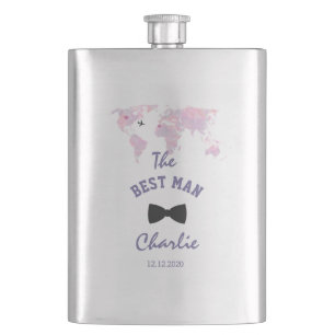 Destination Wedding World Map The BEST MAN Flask