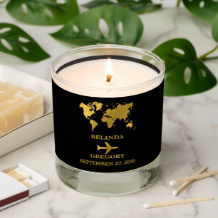 Destination Wedding World Passport Black Gold Scented Candle