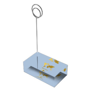 Destination Wedding World Passport Blue Gold Place Card Holder