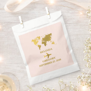 Destination Wedding World Passport Blush Pink Gold Favor Bag