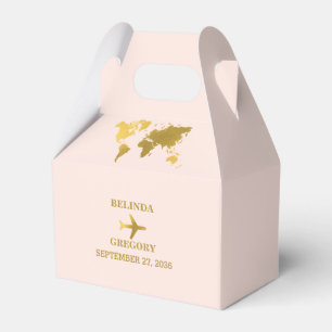 Destination Wedding World Passport Blush Pink Gold Favor Boxes