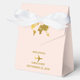 Destination Wedding World Passport Blush Pink Gold Favor Boxes