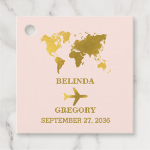 Destination Wedding World Passport Blush Pink Gold Favor Tags