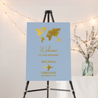 Destination Wedding World Passport Dusty Blue Gold