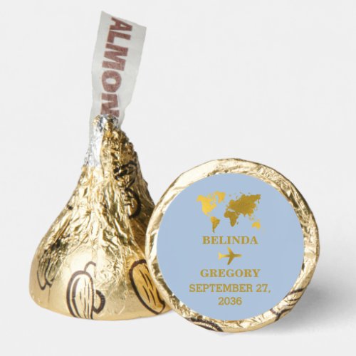 Destination Wedding World Passport Dusty Blue Gold Hershey®'s Kisses®