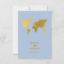 Destination Wedding World Passport Dusty Blue Gold