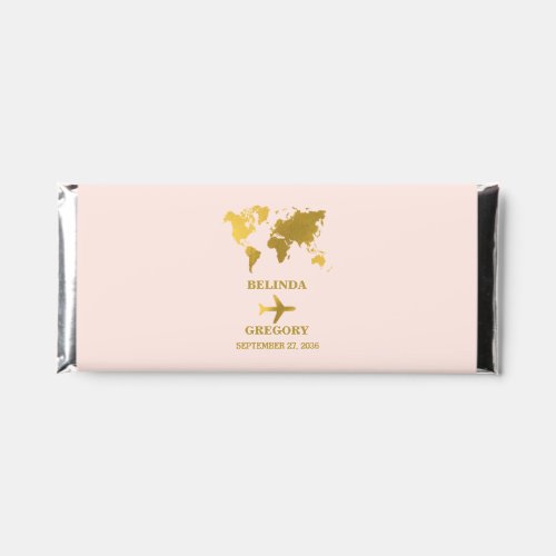 Destination Wedding World Passport Pink Gold Hershey Bar Favors