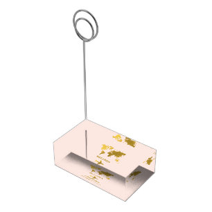 Destination Wedding World Passport Pink Gold Place Card Holder