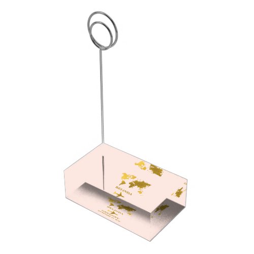 Destination Wedding World Passport Pink Gold Place Card Holder