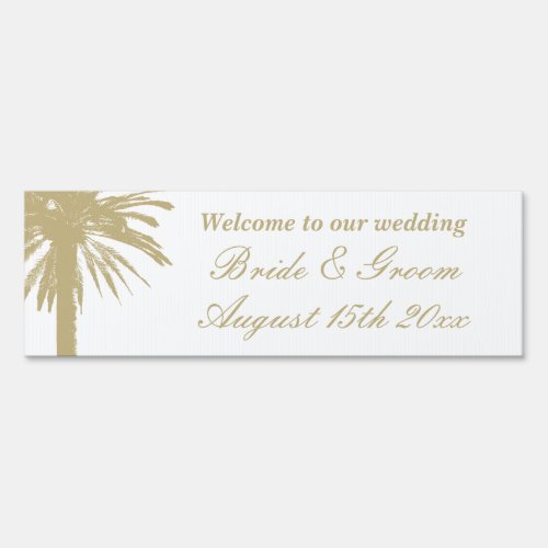 Destination wedding yard sign with palm tree logo