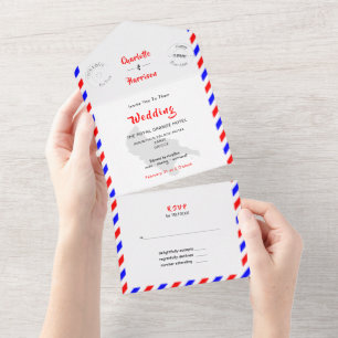 Destination Wedding Zante Greece Airmail All In On All In One Invitation